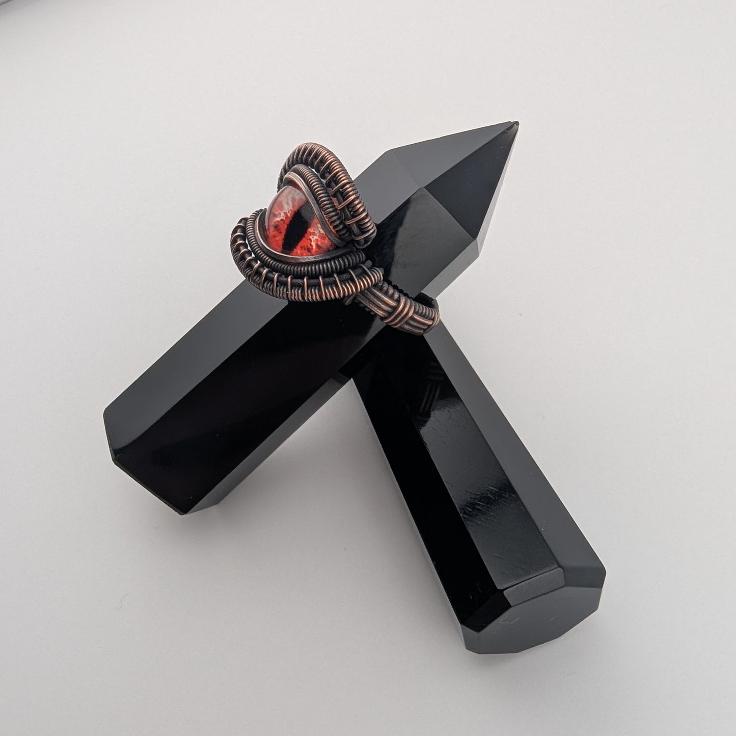 Red Dragon Eye - Magnificent Copper Ring - Size 10