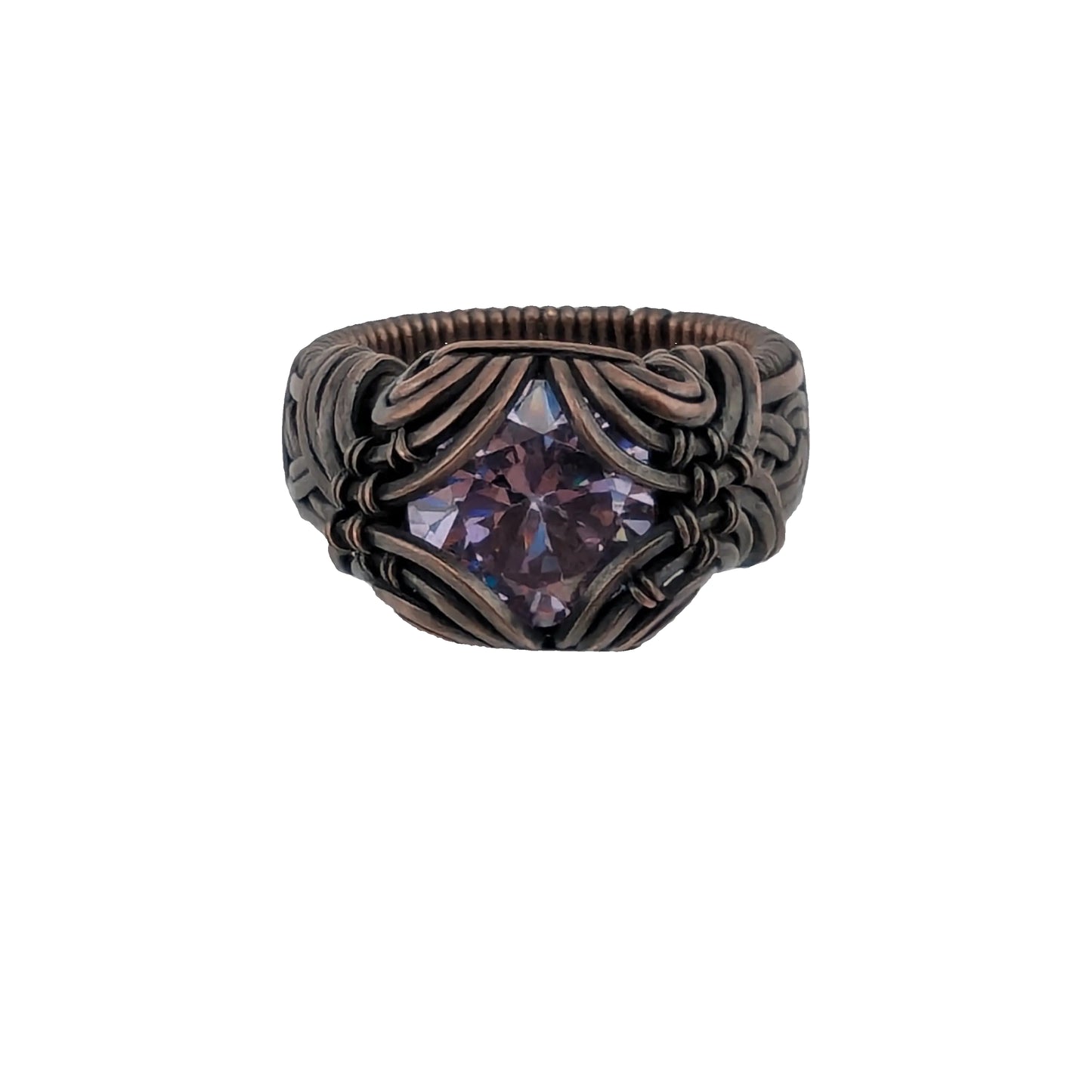 Lilac CZ Brilliant Copper Ring - Size 8.75