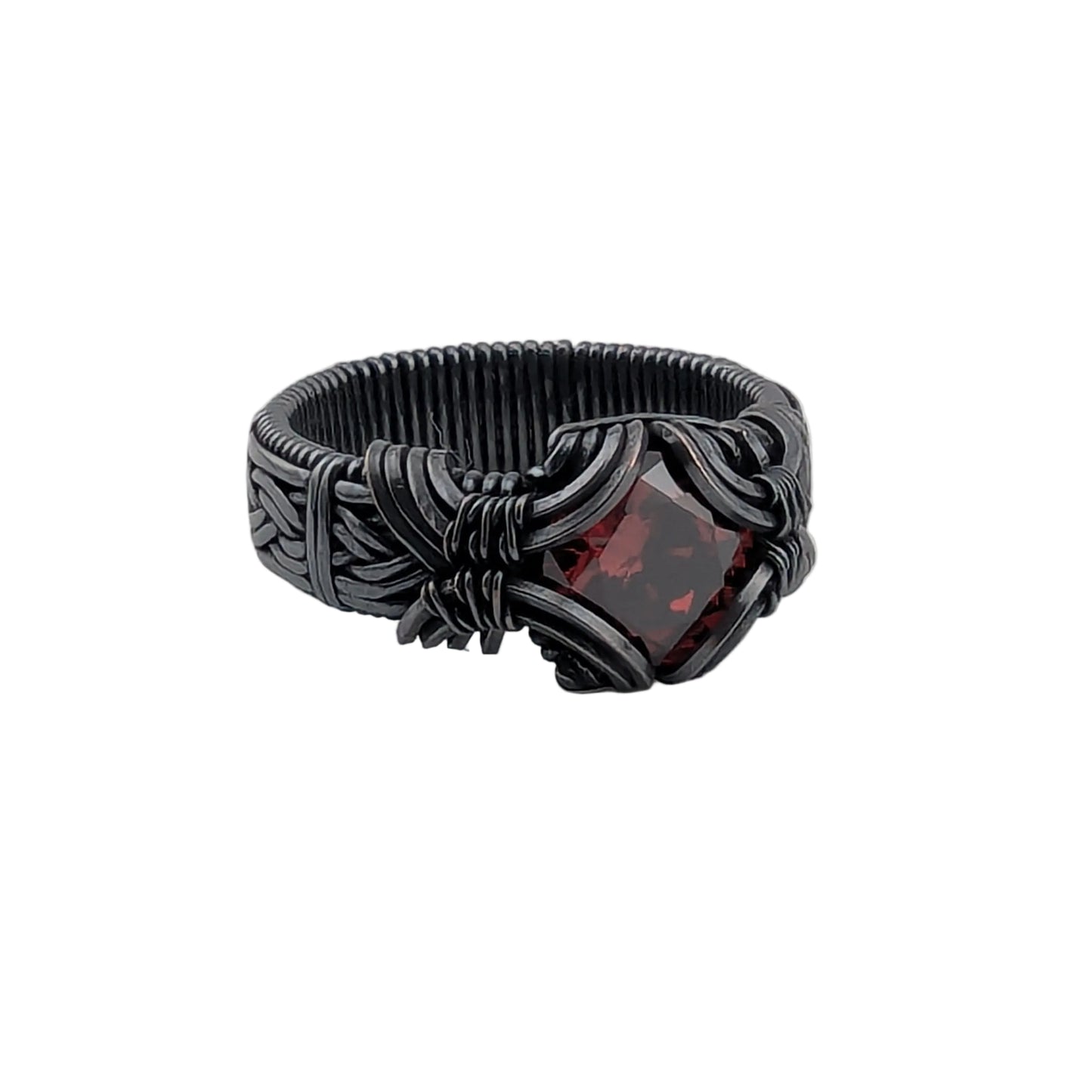 Garnet CZ Copper Brilliant Ring - Size 14.75