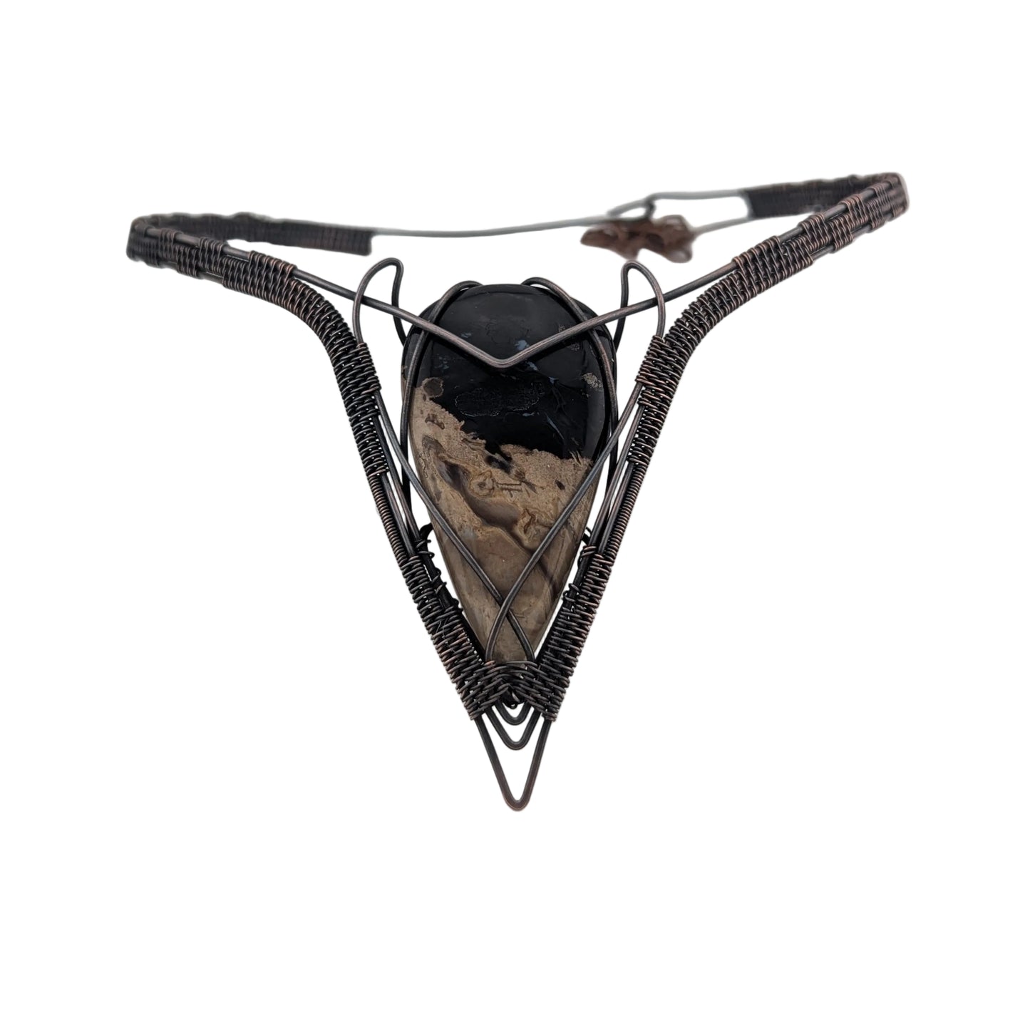 Palmroot Agate Copper Collar - "Maleficent"