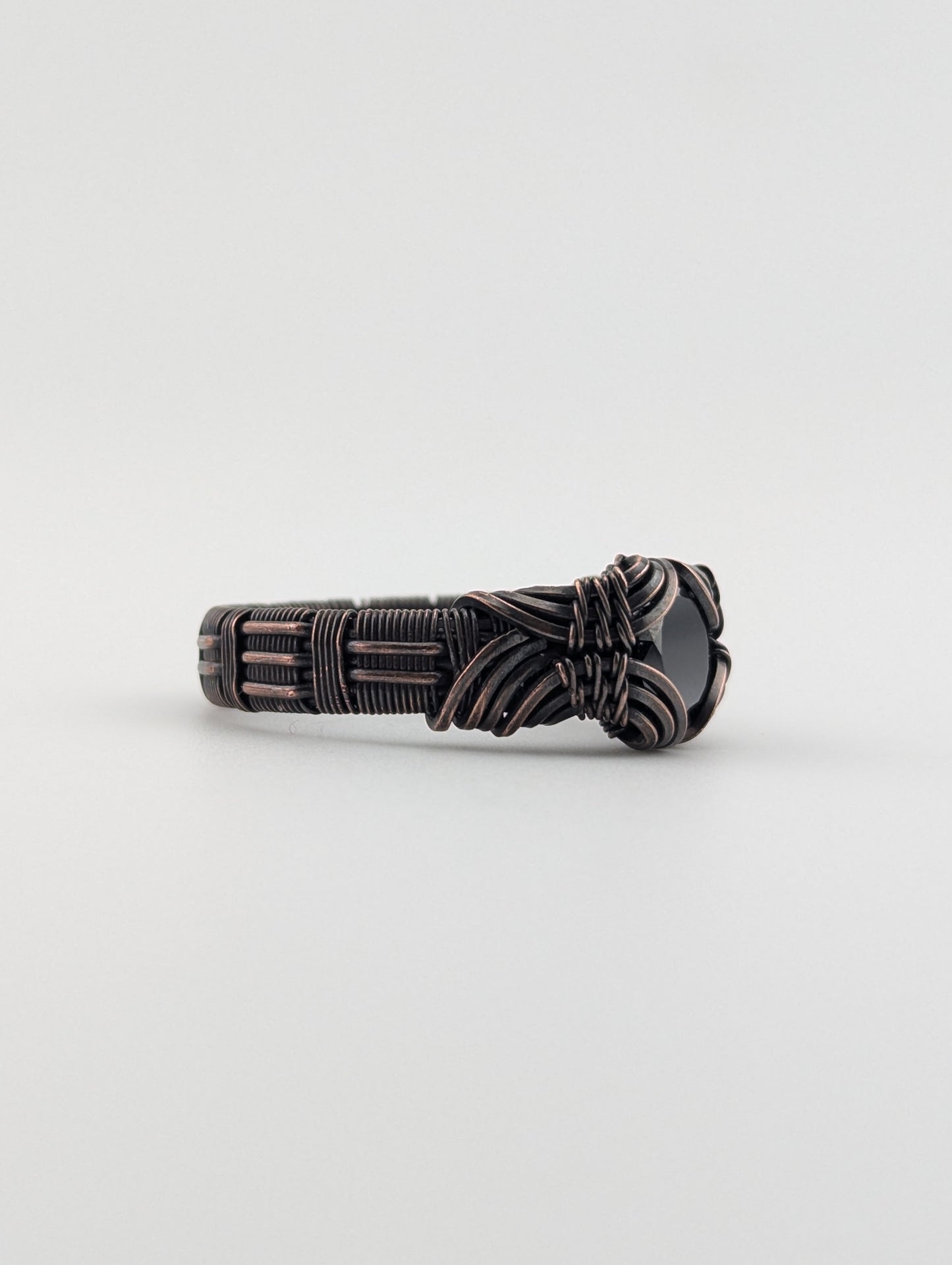 Black CZ - Copper Wire Wrapped Ring