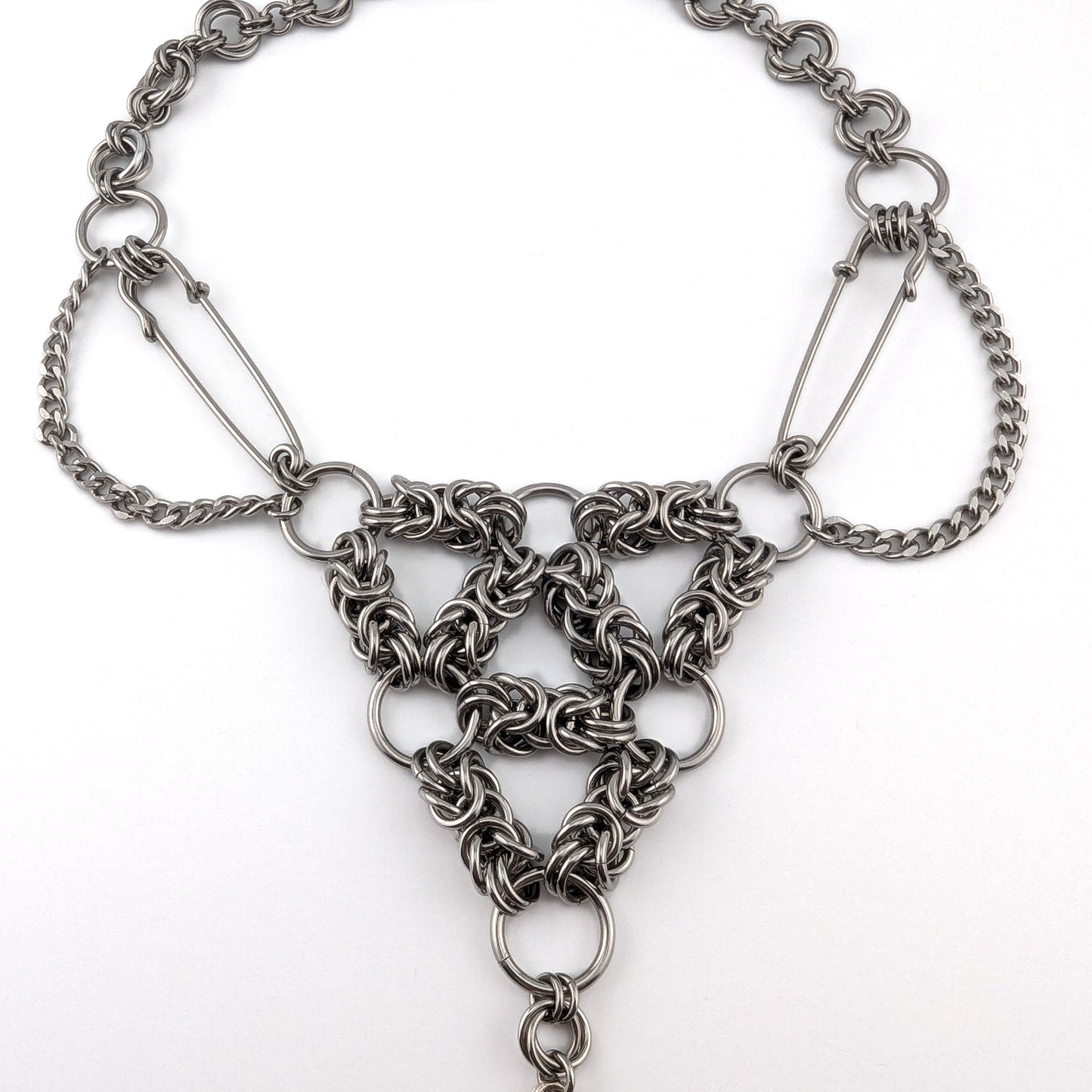 "Unholy Triad" - Stainless Steel Chainmail Gothic Pendant