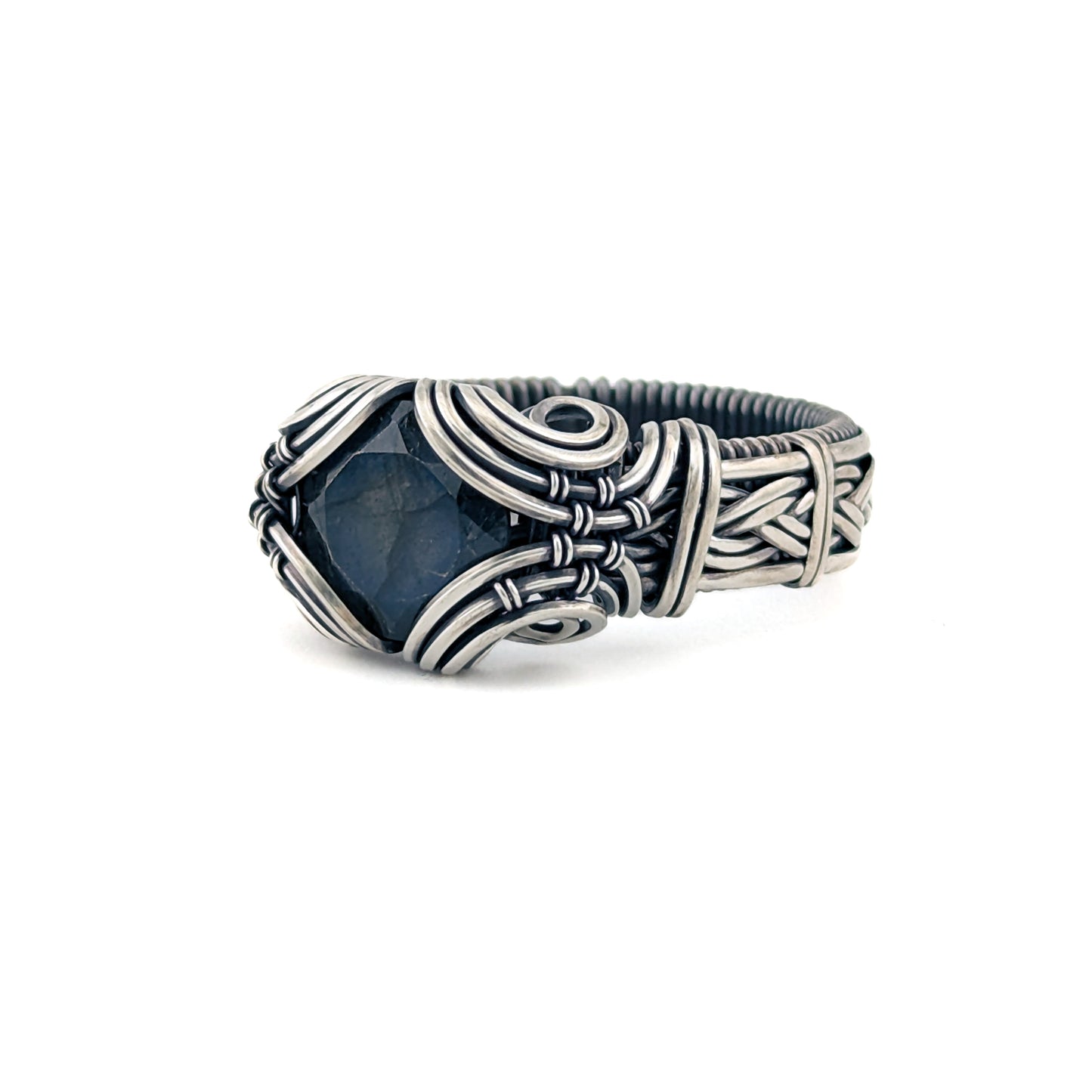 Blue Labradorite - Brilliant Sterling Silver Ring - Size 11.5