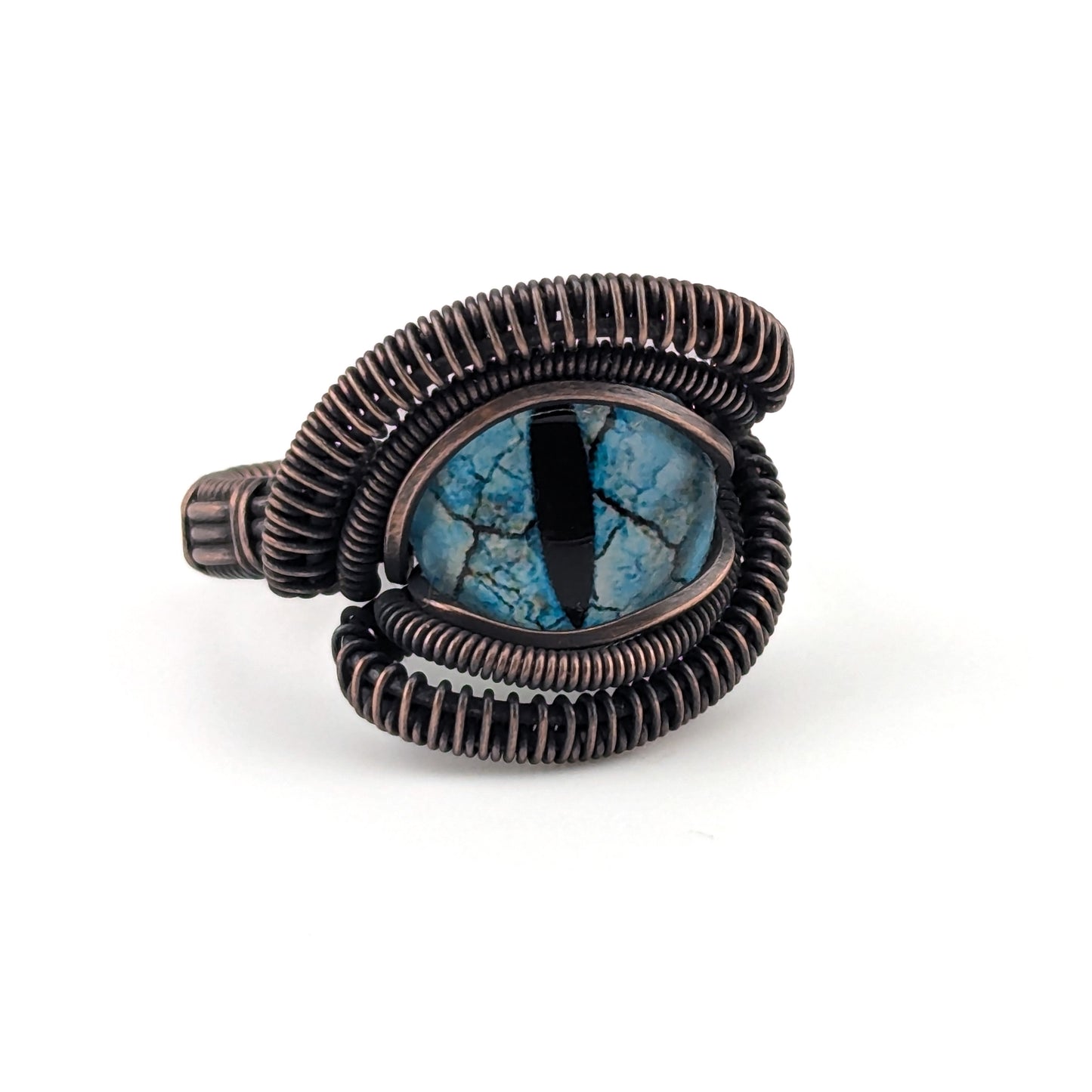 Baby Blue Crackle Dragon Eye - Magnificent Ring - Size 8