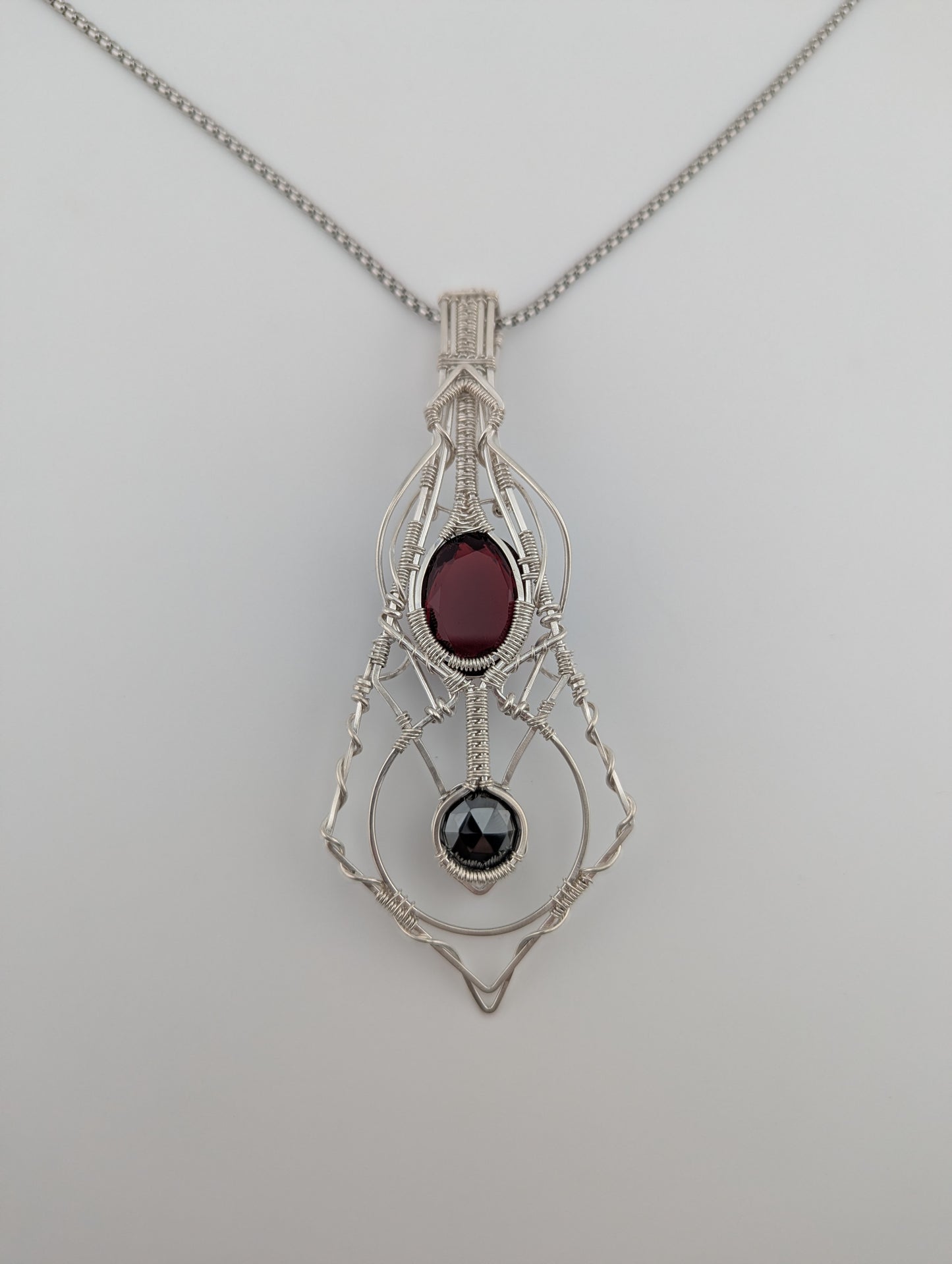 Hydro Garnet &Hematite Sterling Silver Wire Wrap
