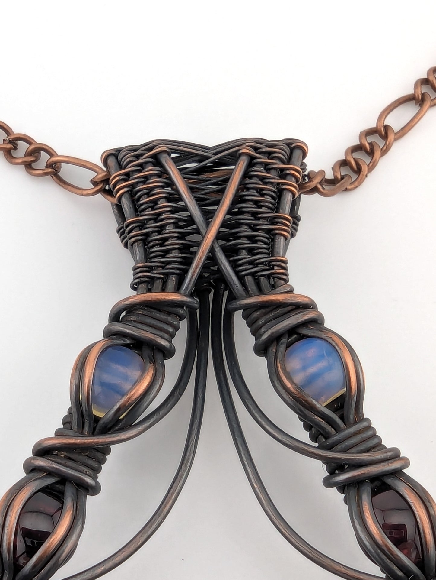 "Glory Days" - Lapis Lazuli, Garnet, Opalite Copper Pendant