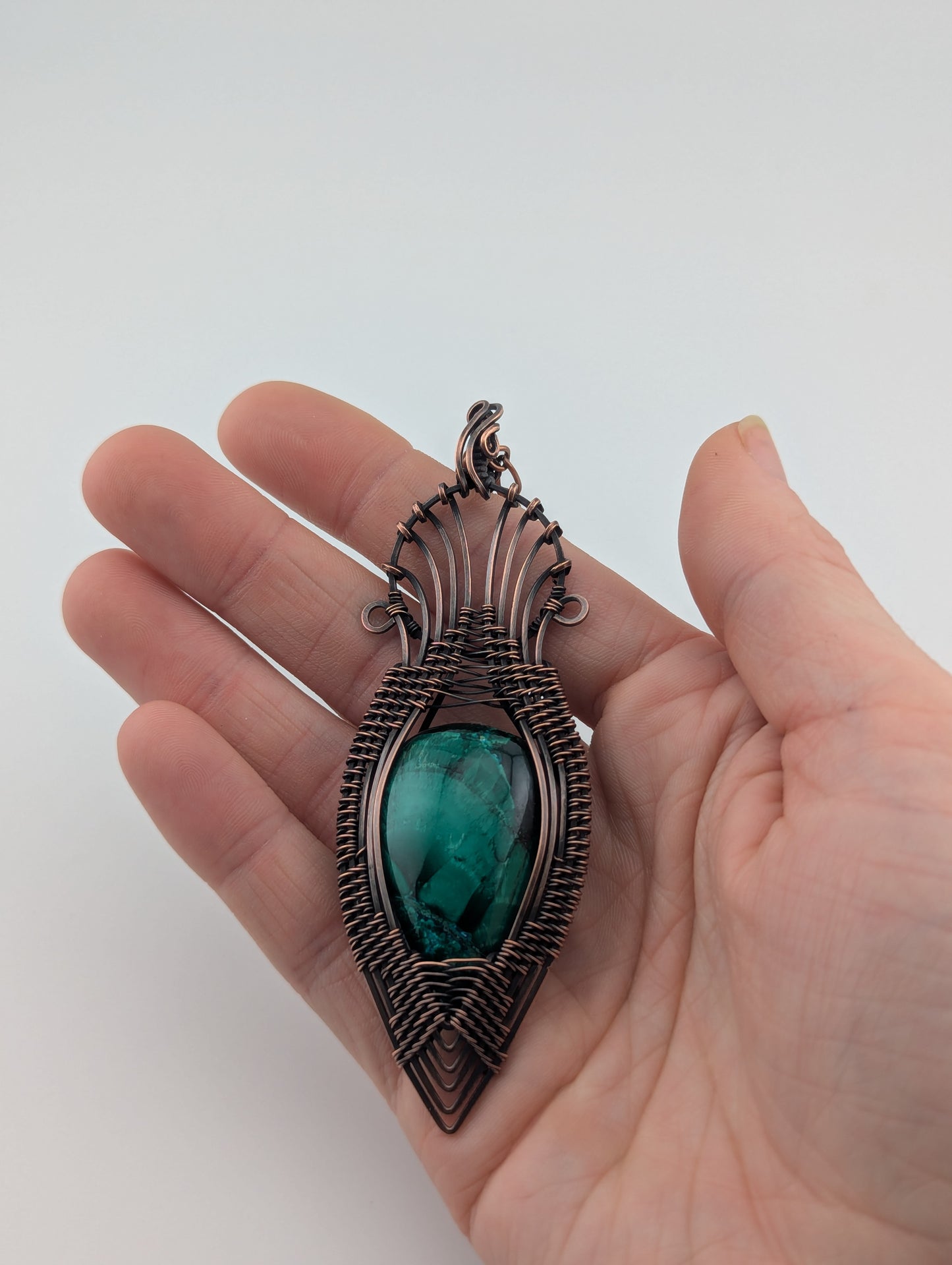 Malachite Copper Pendant - “Emerald Seraphim”
