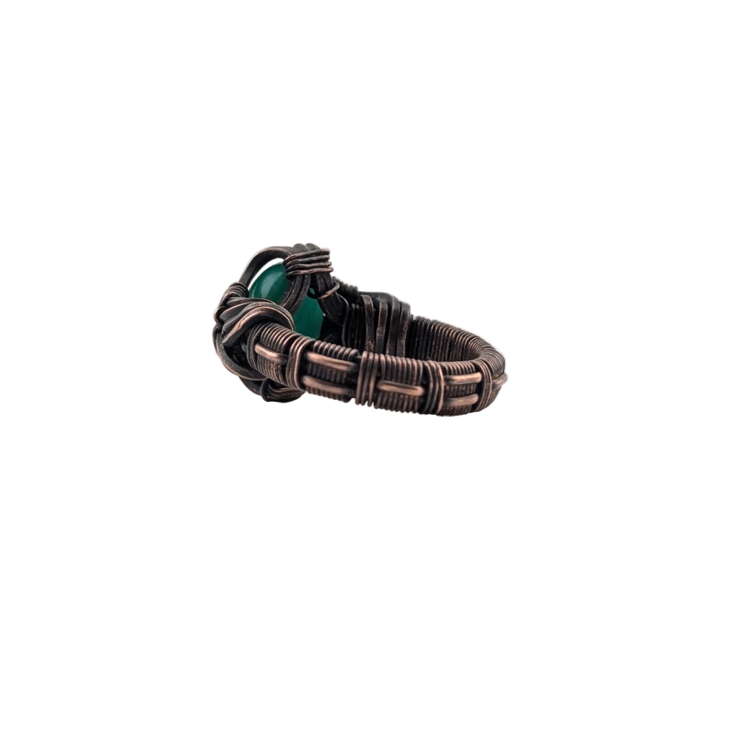 Chrysoprase - Copper Wire Wrapped Ring - Size 5.5