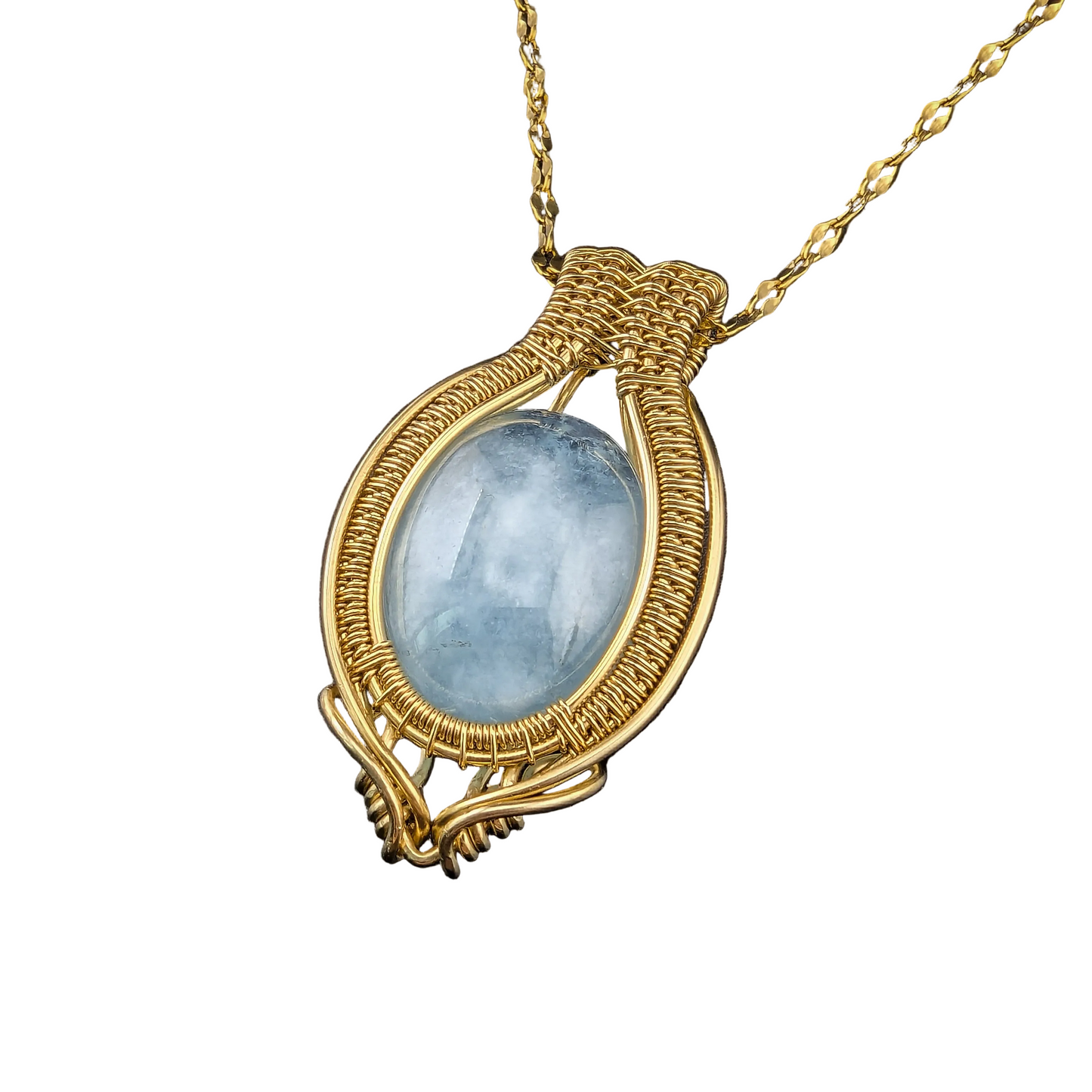 Aquamarine Brass Necklace - "Second Sight"
