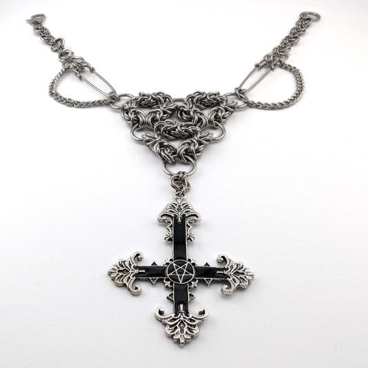"Unholy Triad" - Stainless Steel Chainmail Gothic Pendant