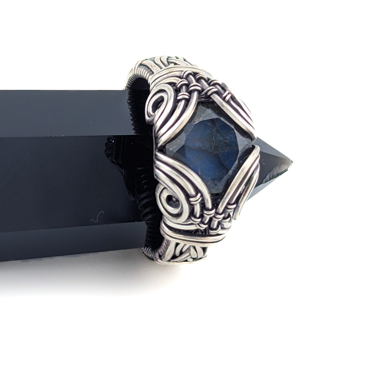 Blue Labradorite - Brilliant Sterling Silver Ring - Size 11.5