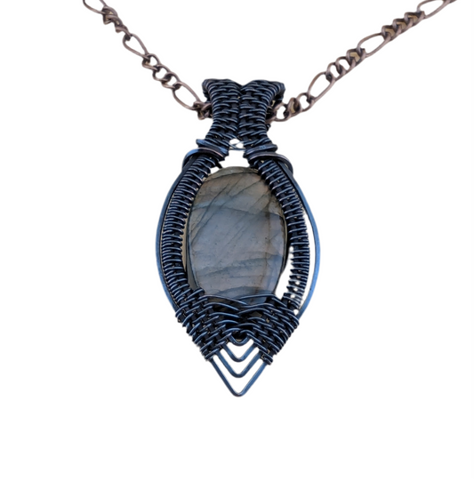 Peach Labradorite - Copper Pendant - "Blushing Dawn"