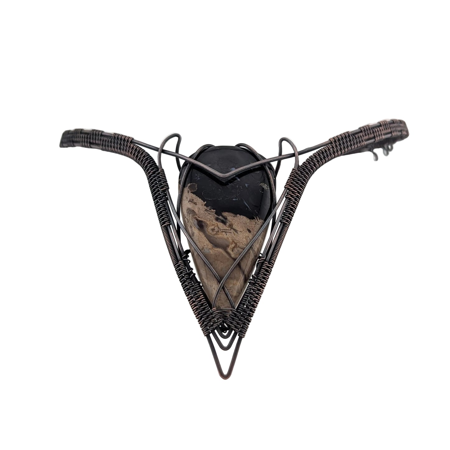 Palmroot Agate Copper Collar - "Maleficent"