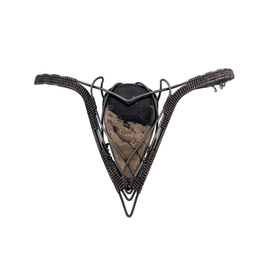 Palmroot Agate Copper Collar - "Maleficent"