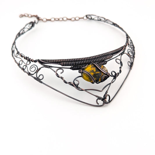 Bumblebee Jasper Copper Collar - "Belle et la Bete"