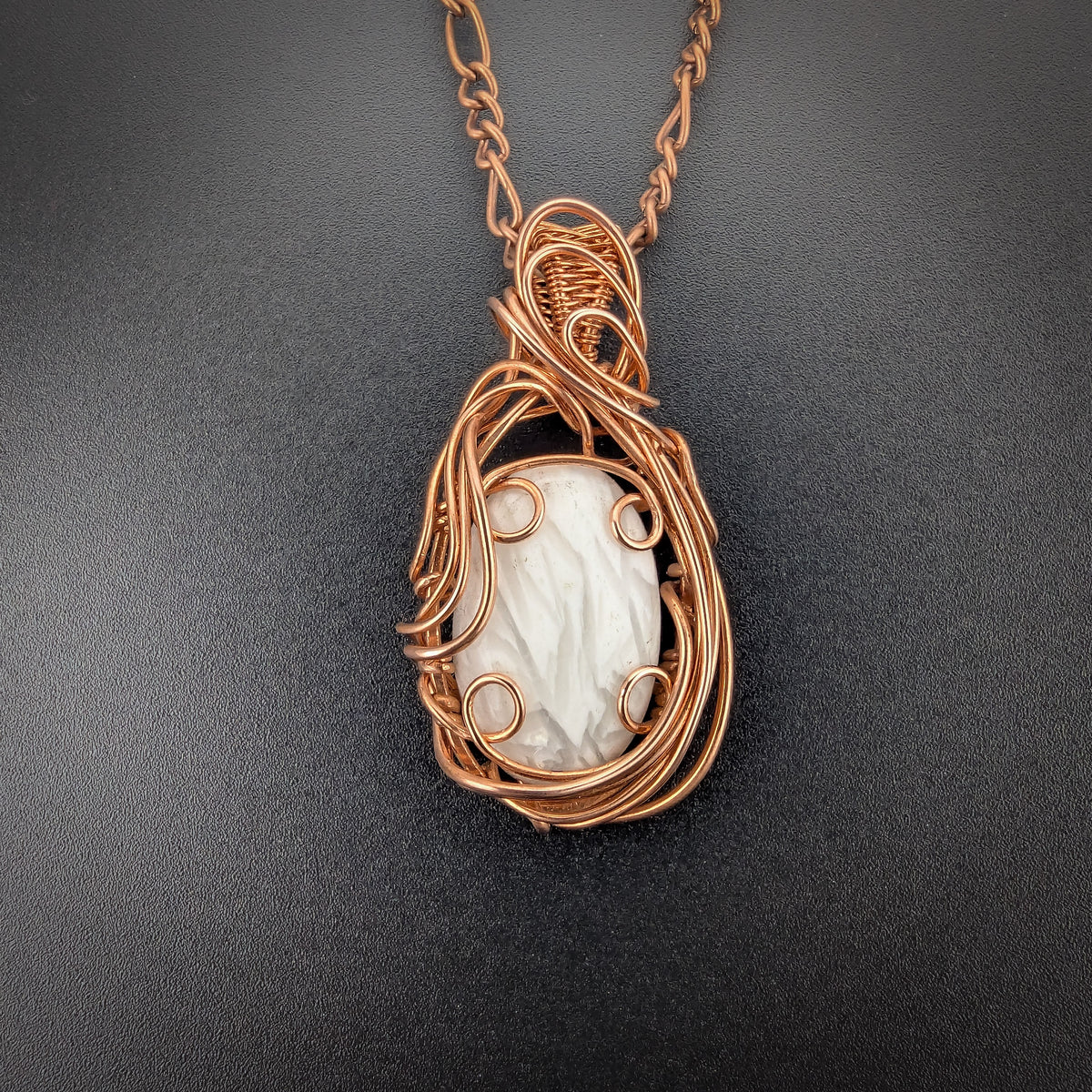 Scolecite Bright Copper Pendant - "Angel Hair"