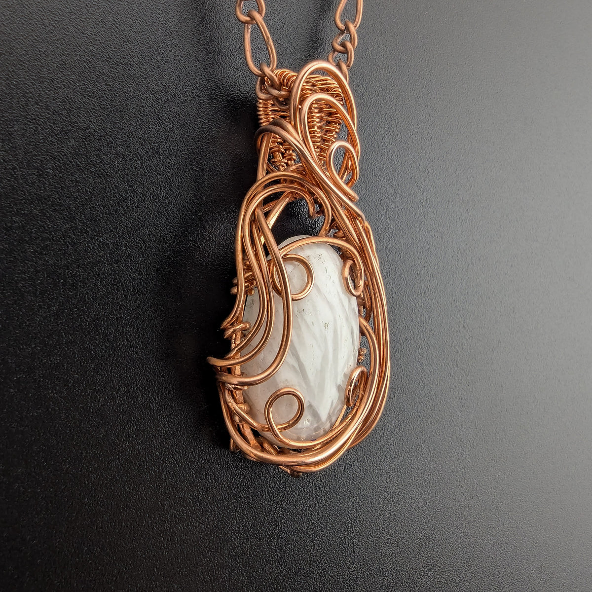 Scolecite Bright Copper Pendant - "Angel Hair"