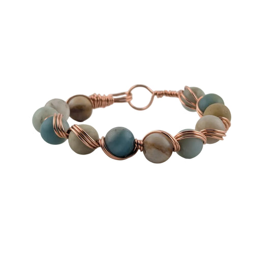 Amazonite Bead - Bare Copper - Twist Bracelet
