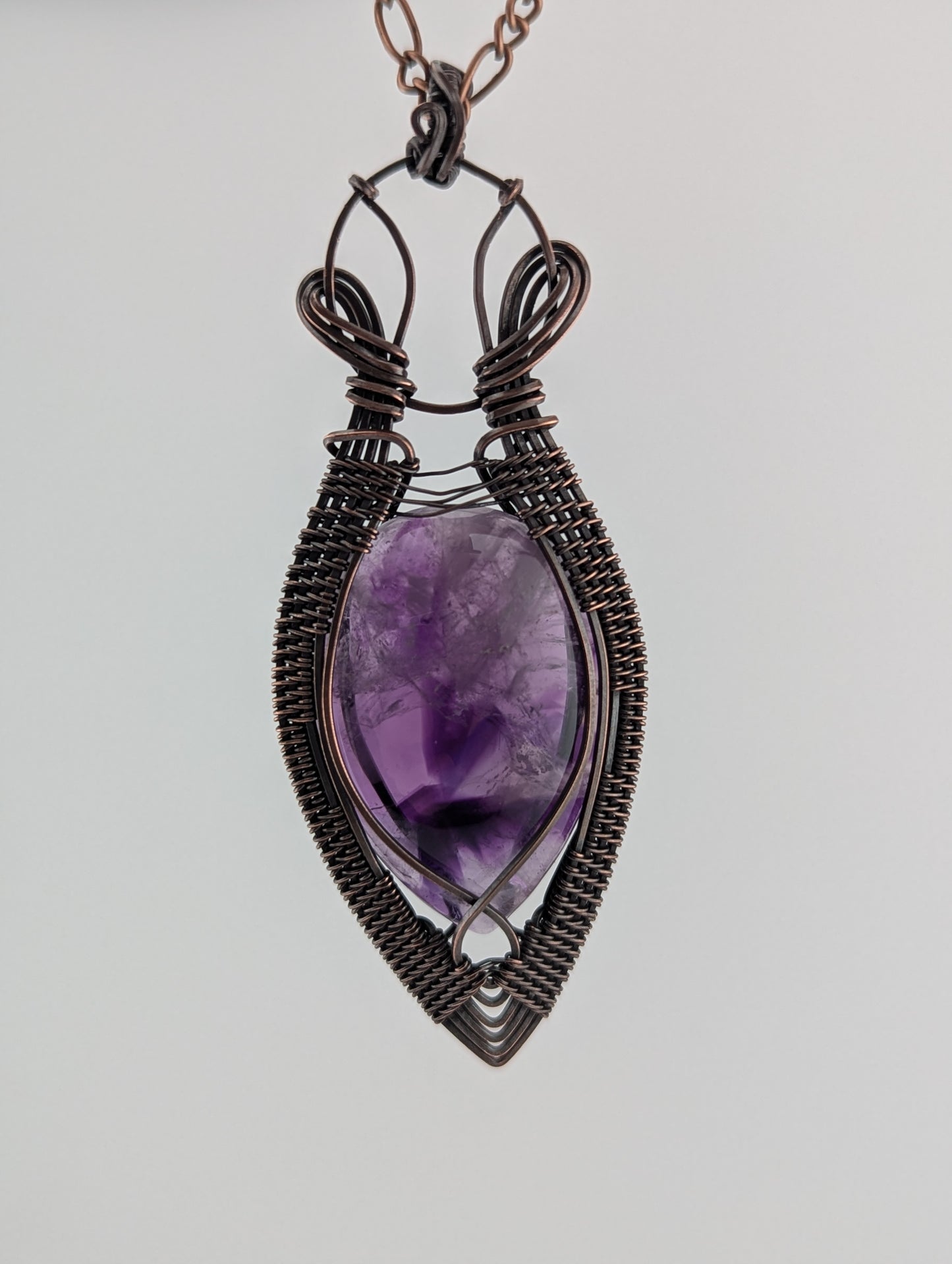 Trapiche Amethyst Copper Pendant - “The Royal Seer”
