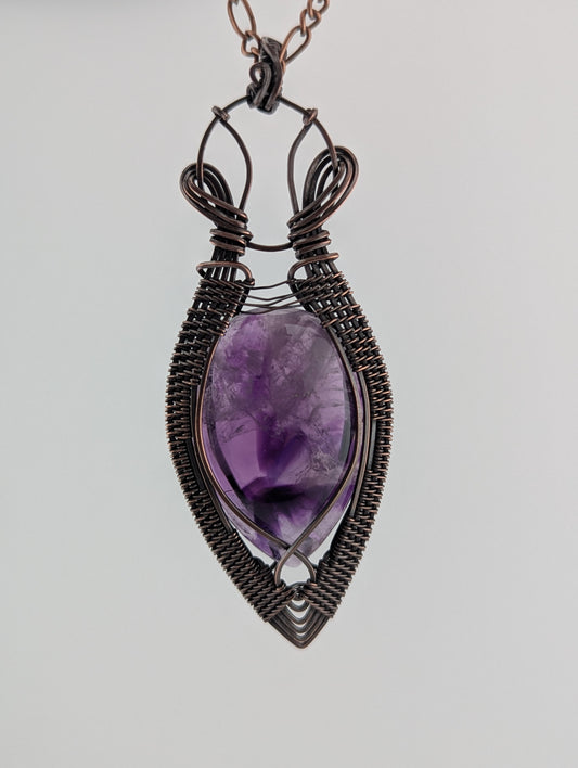 Trapiche Amethyst Copper Pendant - “The Royal Seer”