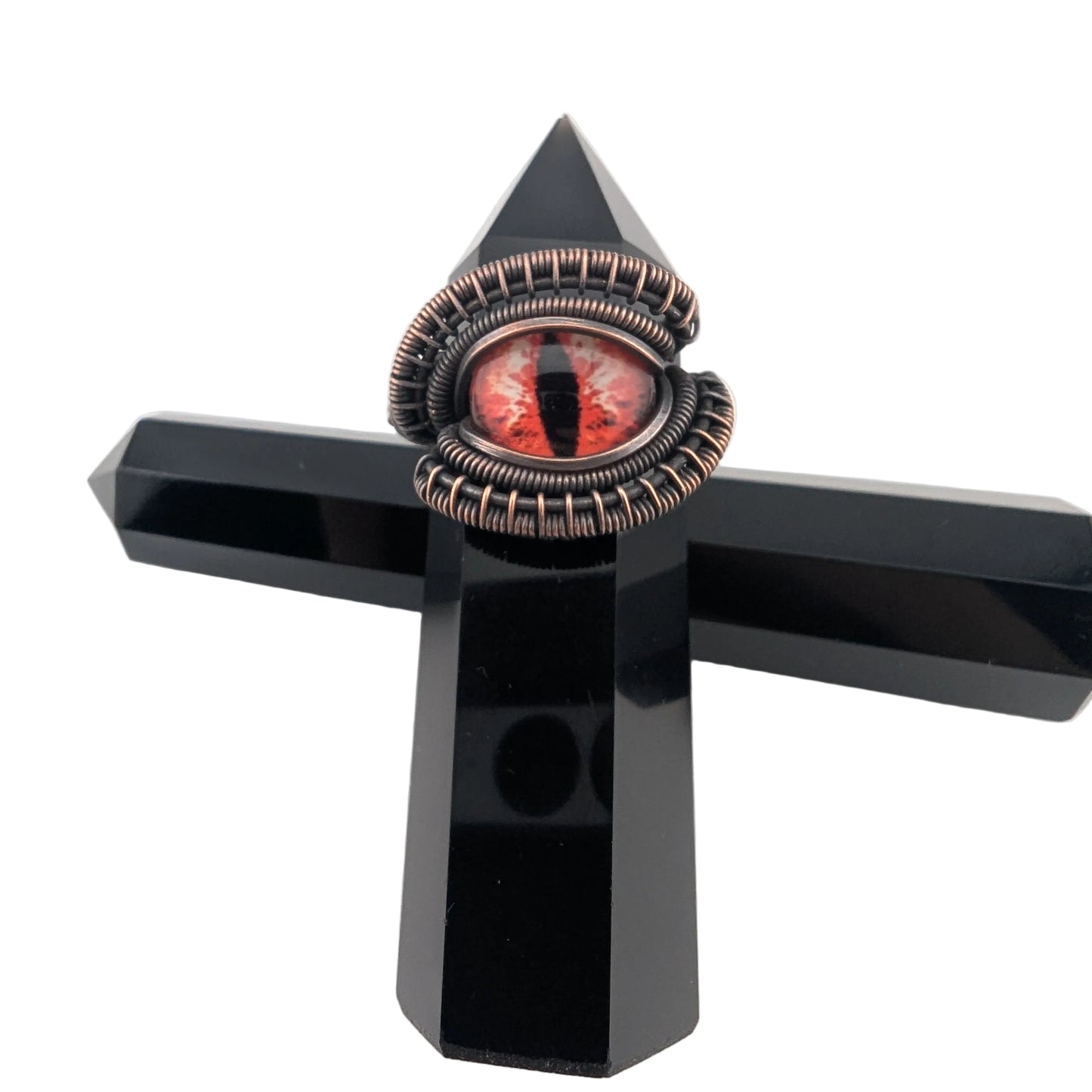 Red Dragon Eye - Magnificent Copper  Ring - Size 10