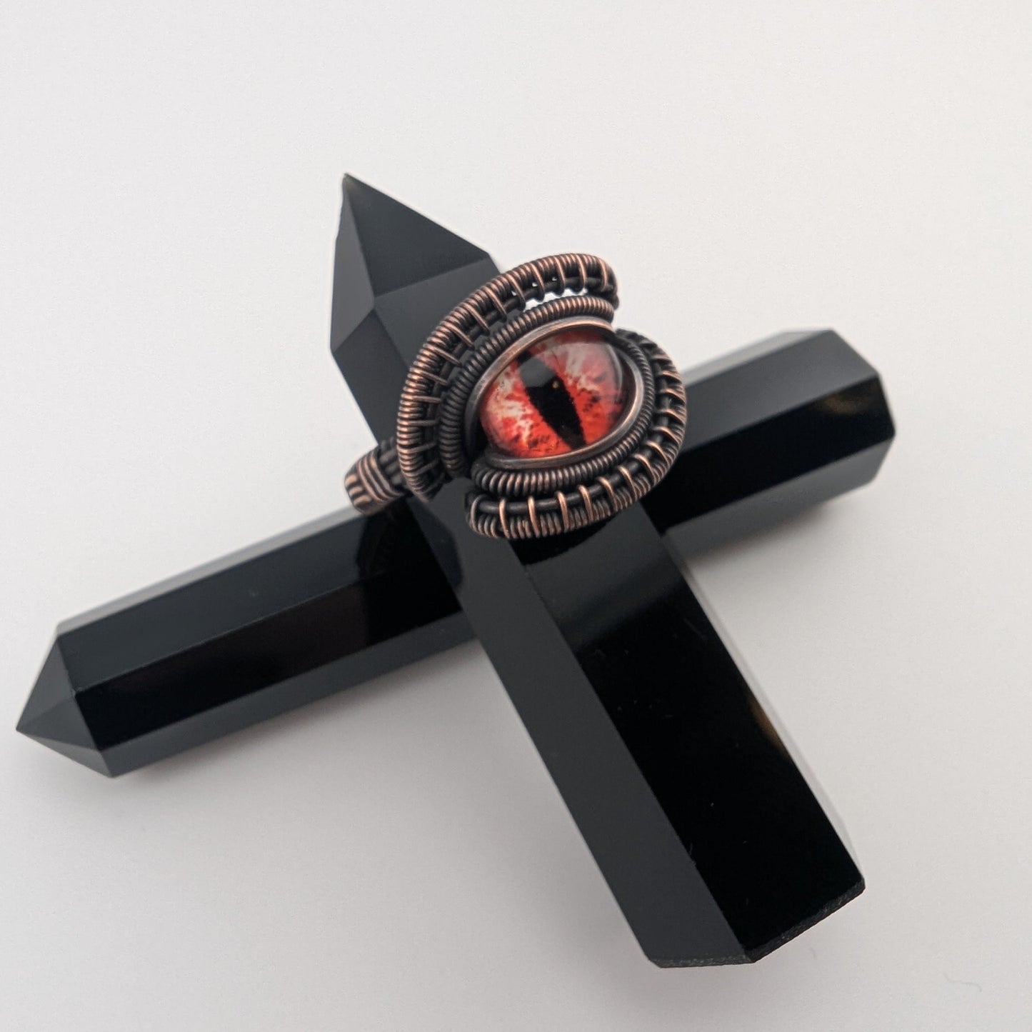 Red Dragon Eye - Magnificent Copper  Ring - Size 10
