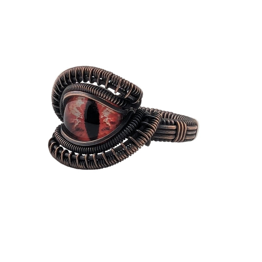 Red Dragon Eye - Magnificent Copper  Ring - Size 10
