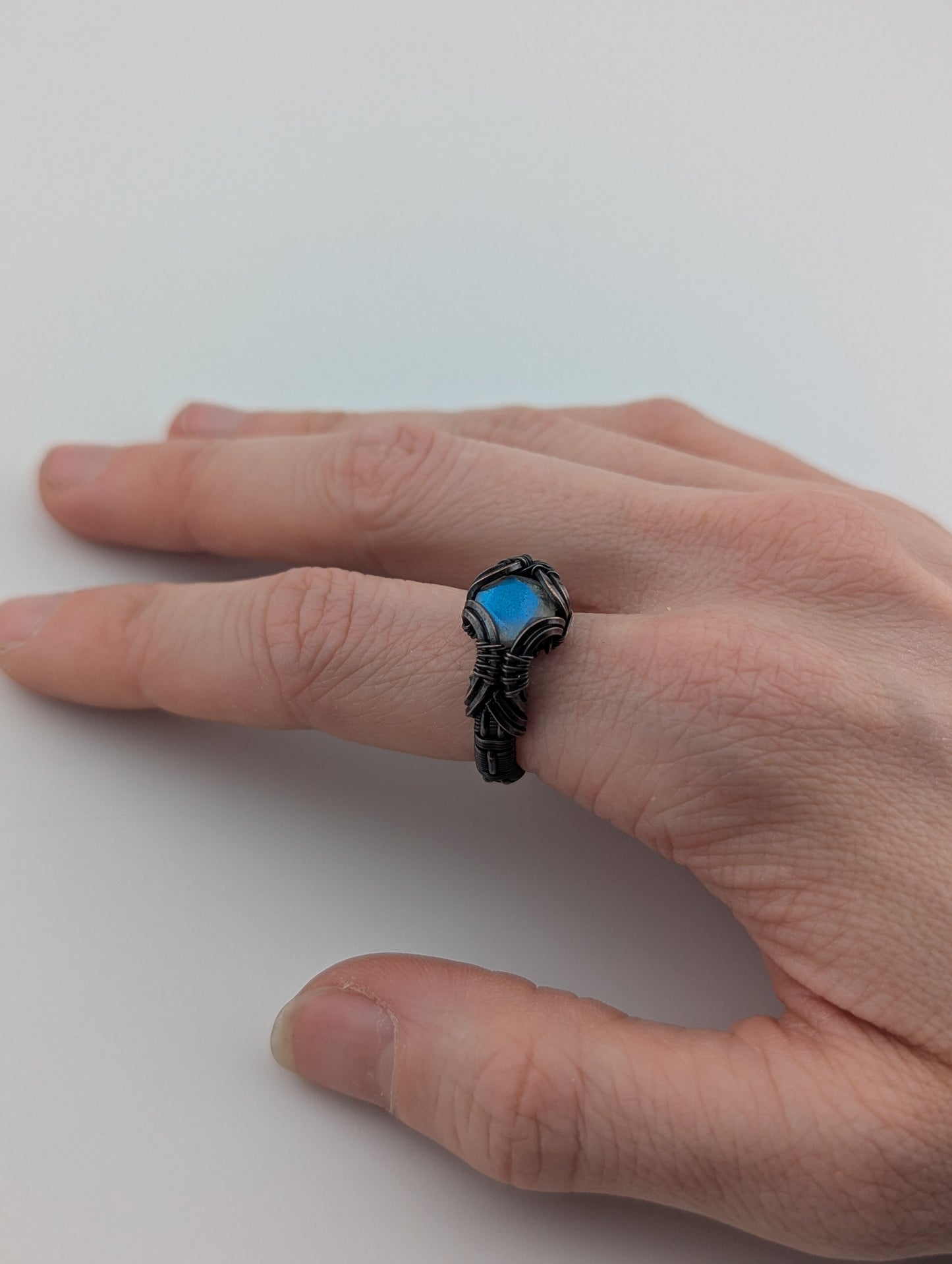 Labradorite - Copper Wire Wrapped Ring - Size 6