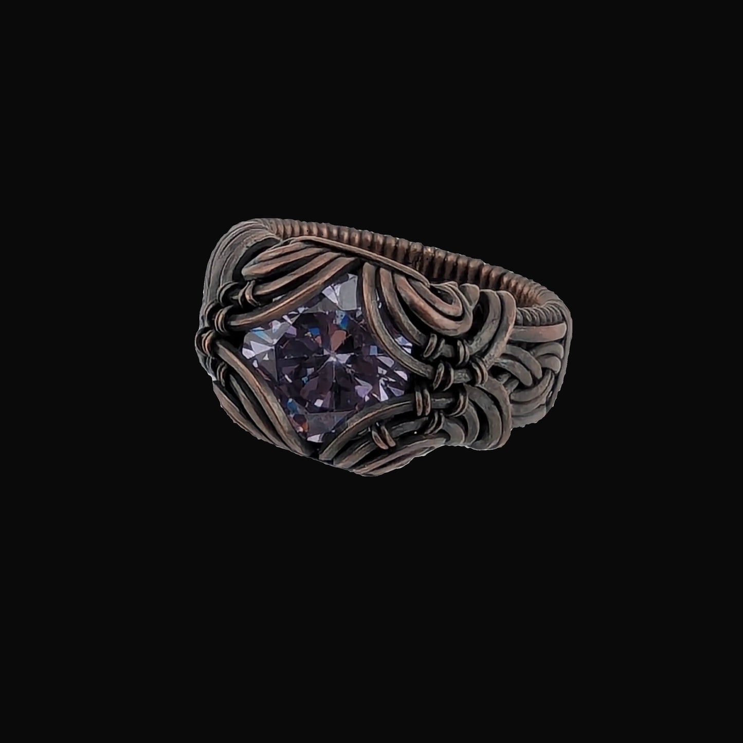 Lilac CZ Brilliant Copper Ring - Size 8.75