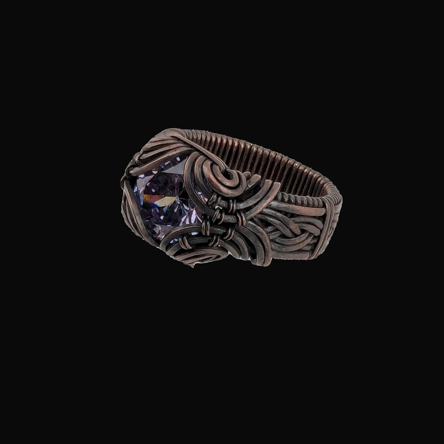 Lilac CZ Brilliant Copper Ring - Size 8.75
