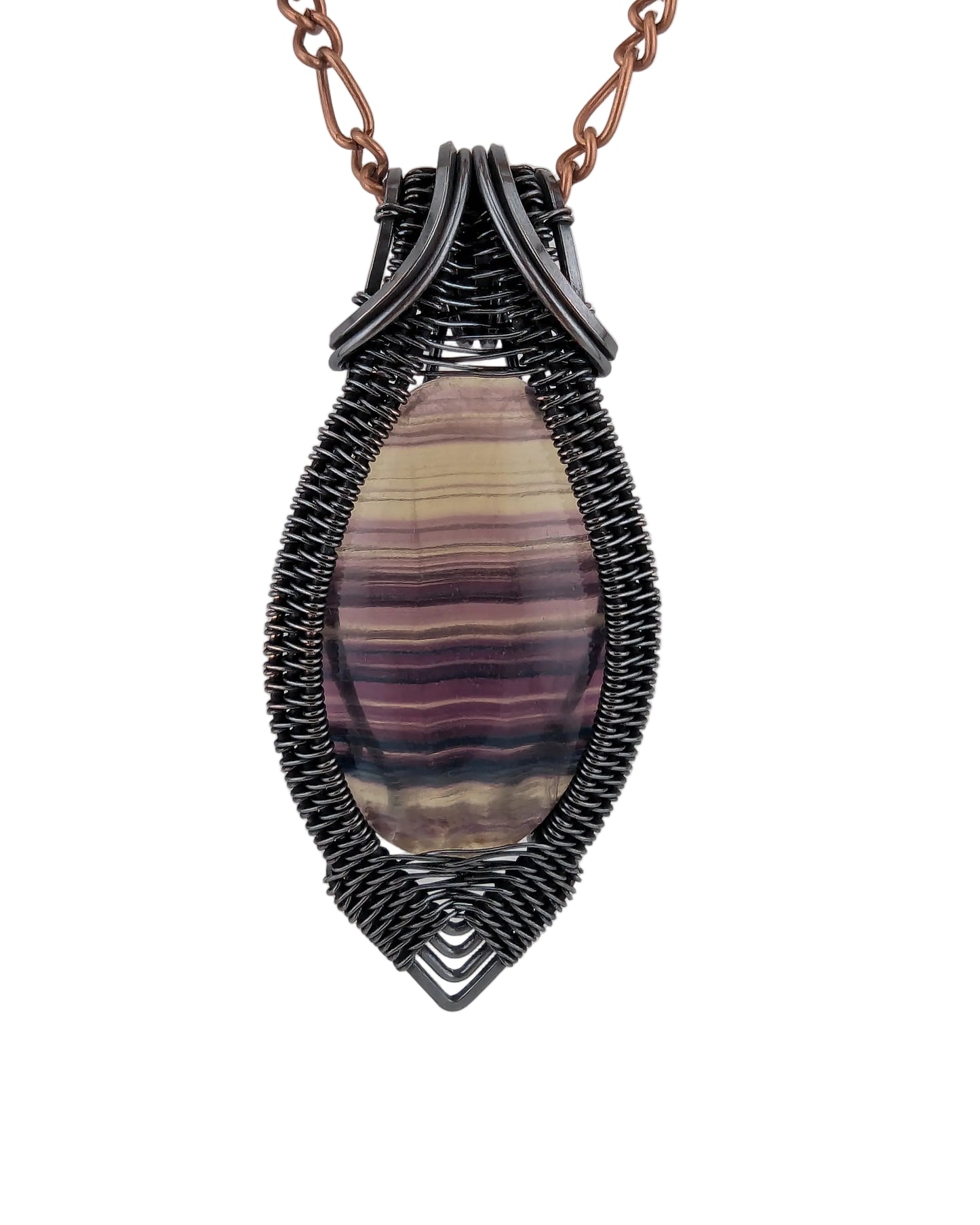 Rainbow Fluorite Copper Pendant - "Lucid Prism"