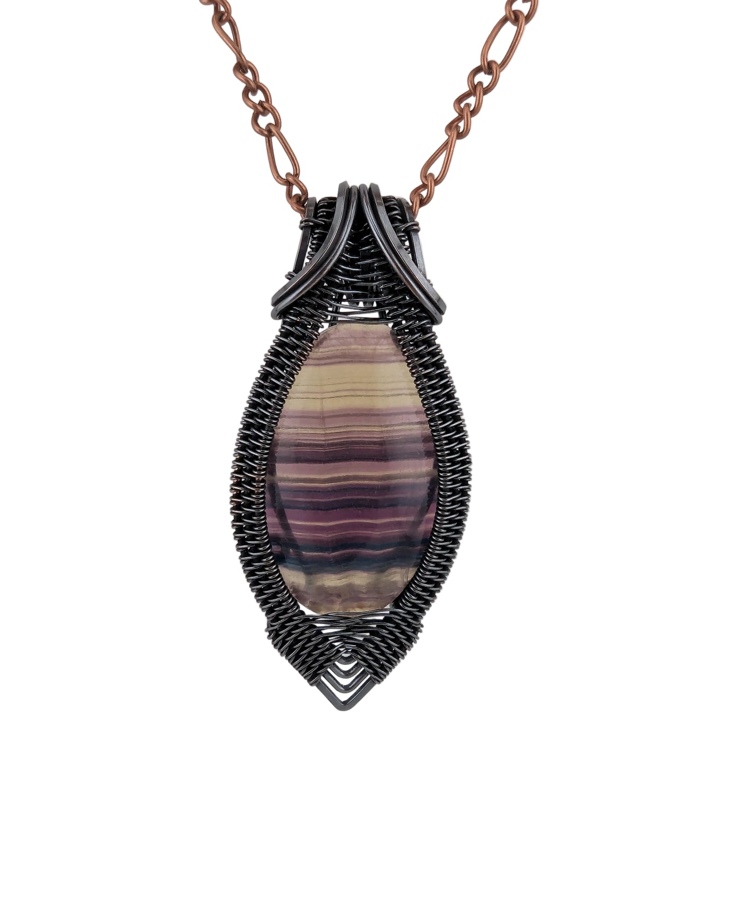 Rainbow Fluorite Copper Pendant - "Lucid Prism"