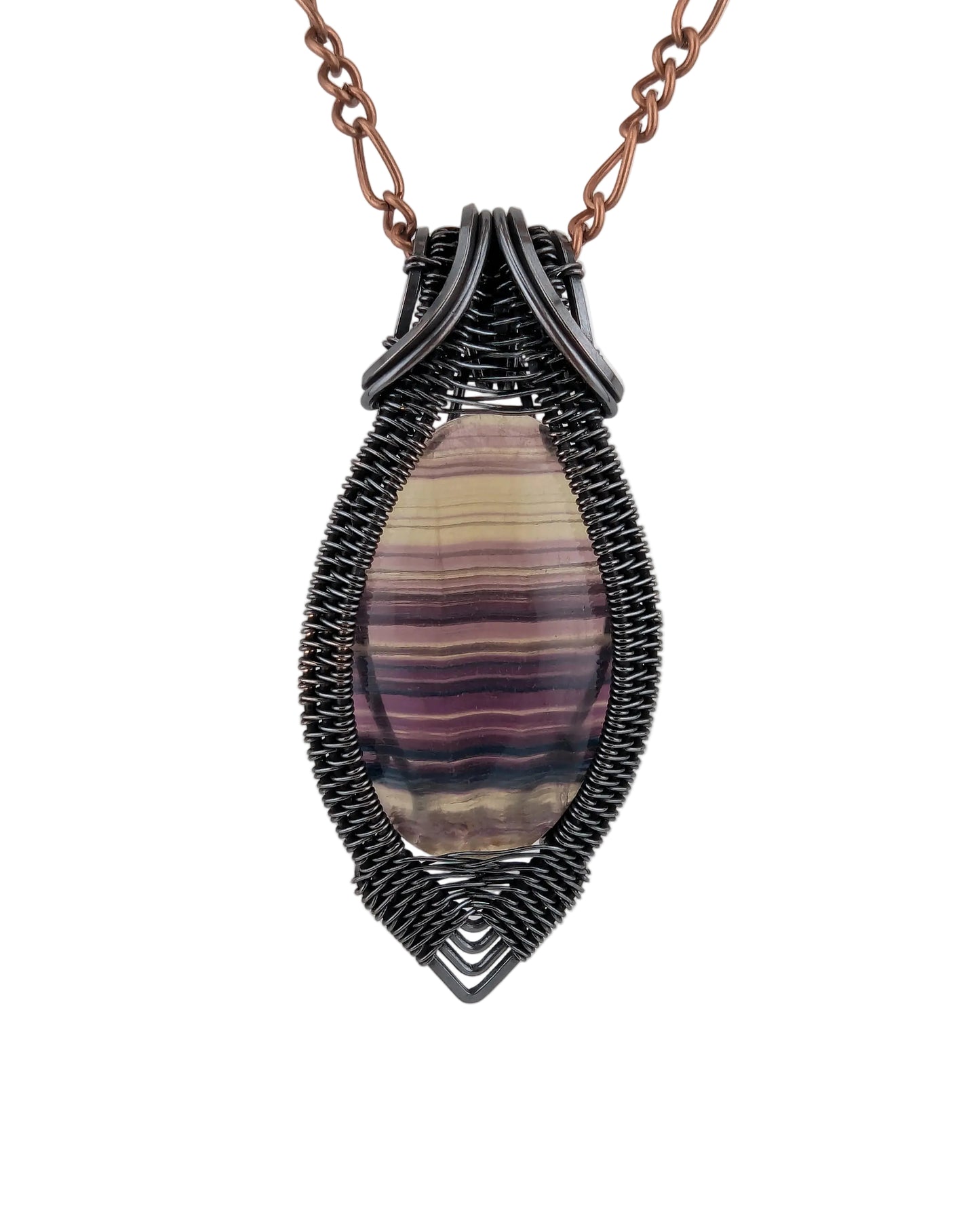 Rainbow Fluorite Copper Pendant - "Lucid Prism"