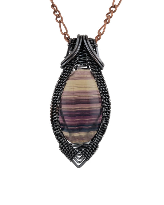 Rainbow Fluorite Copper Pendant - "Lucid Prism"