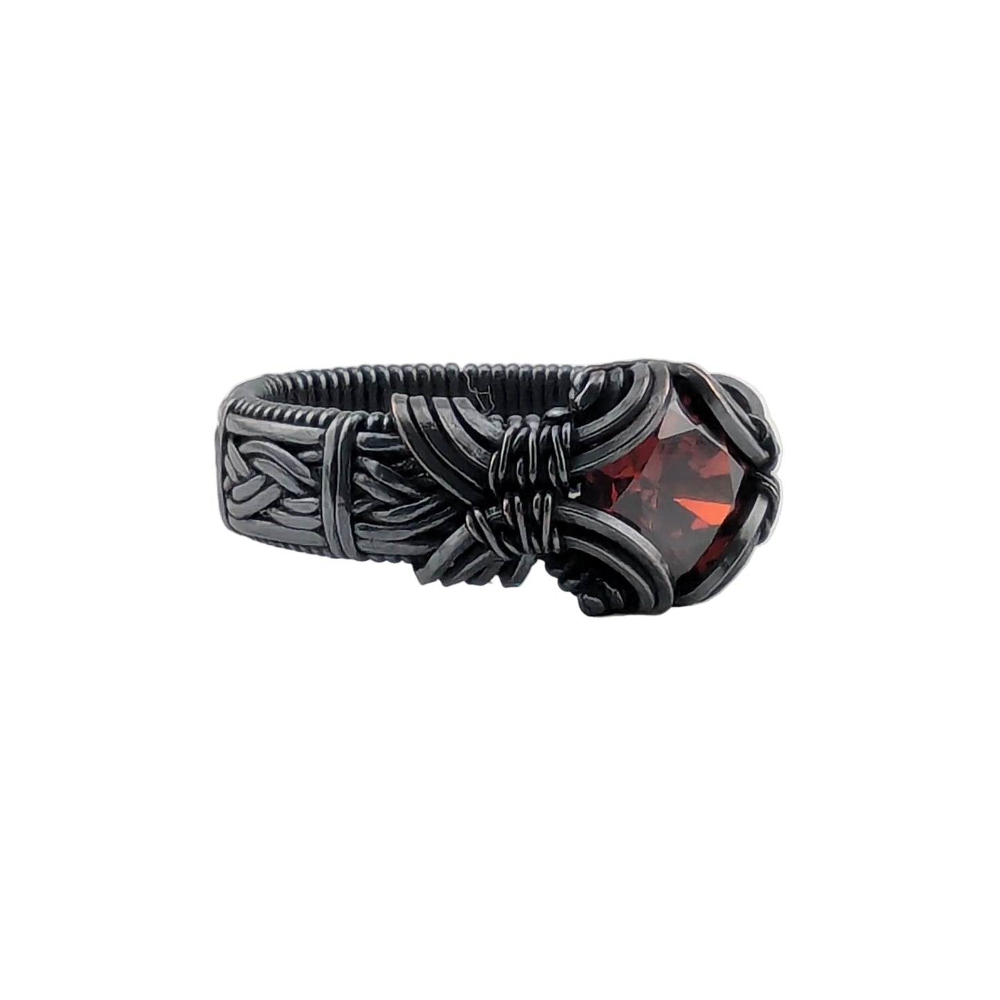 Garnet CZ Copper Brilliant Ring - Size 14.75