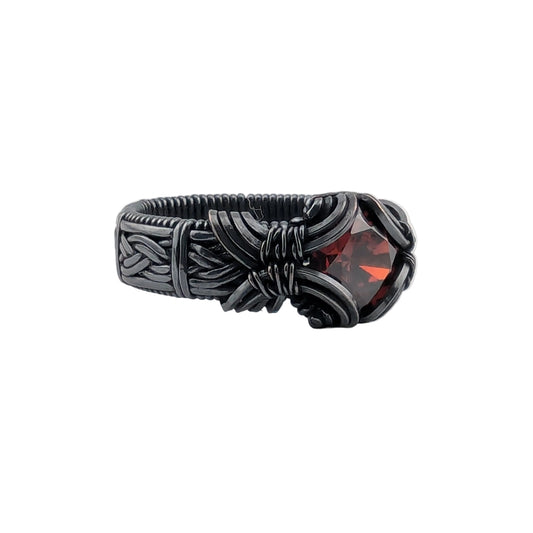 Garnet CZ Copper Brilliant Ring - Size 14.75
