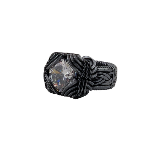 Diamond CZ Copper Brilliant Wire Wrapped Ring - Size 5