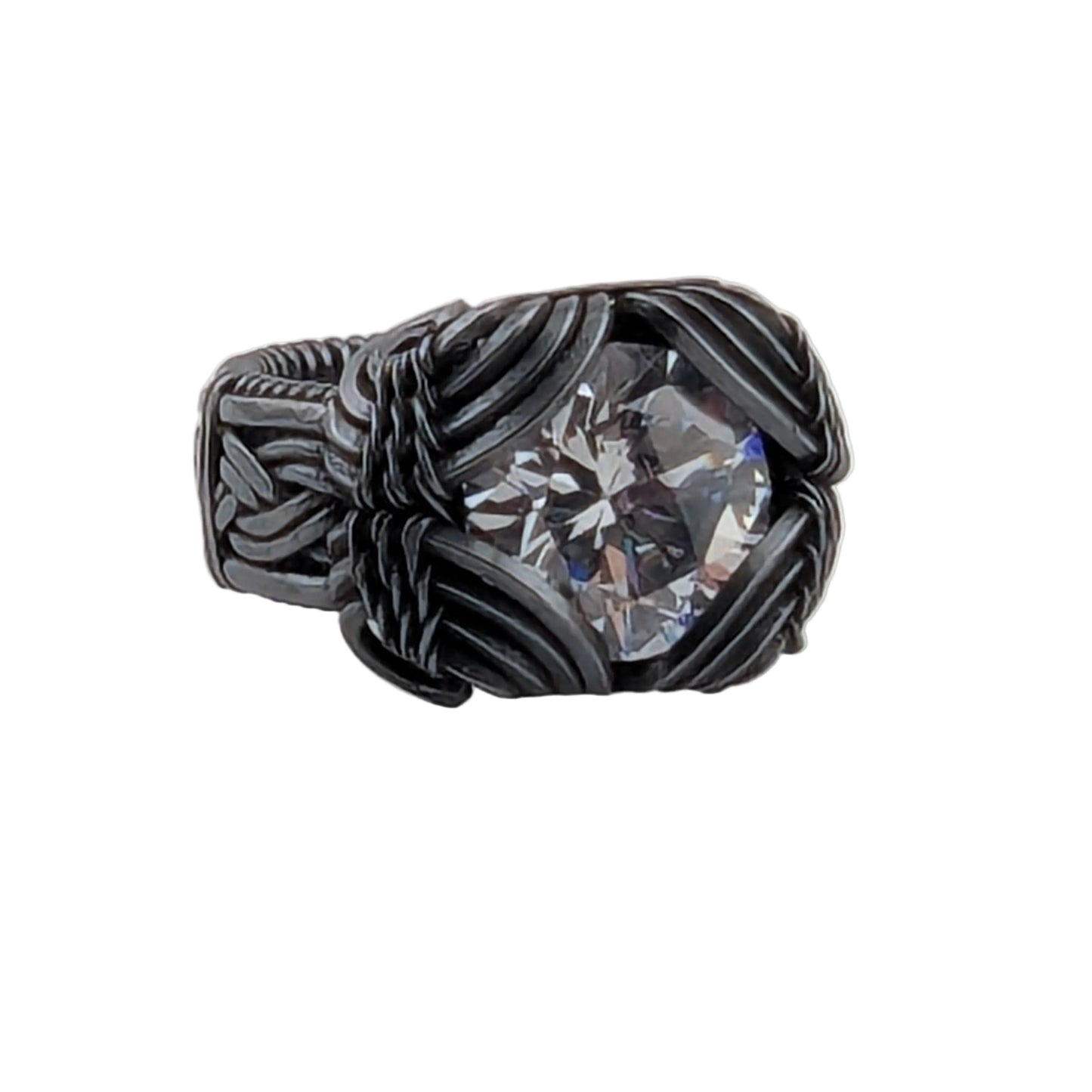 Diamond CZ Copper Brilliant Wire Wrapped Ring - Size 5