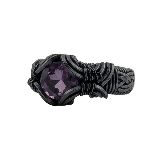Amethyst Brilliant Copper Ring - Size 8