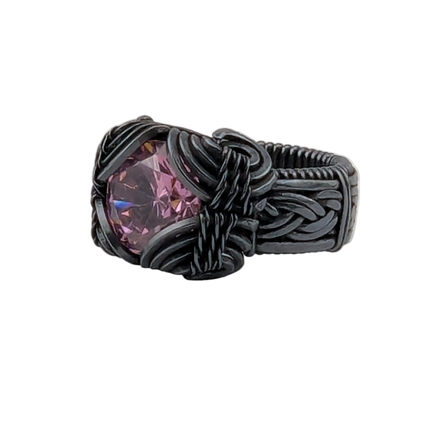 Pink CZ Copper Brilliant Ring - Size 6.5