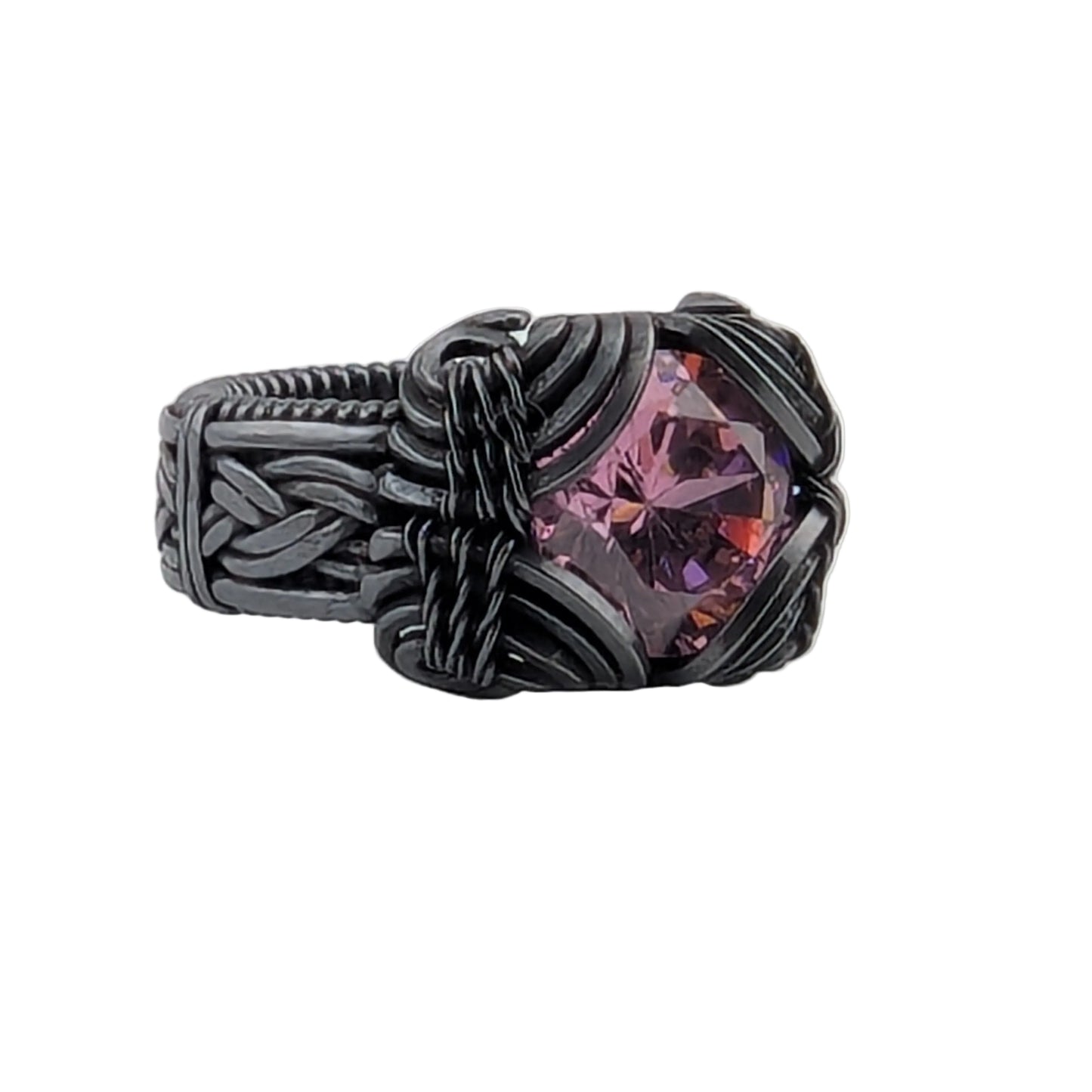Pink CZ Copper Brilliant Ring - Size 6.5