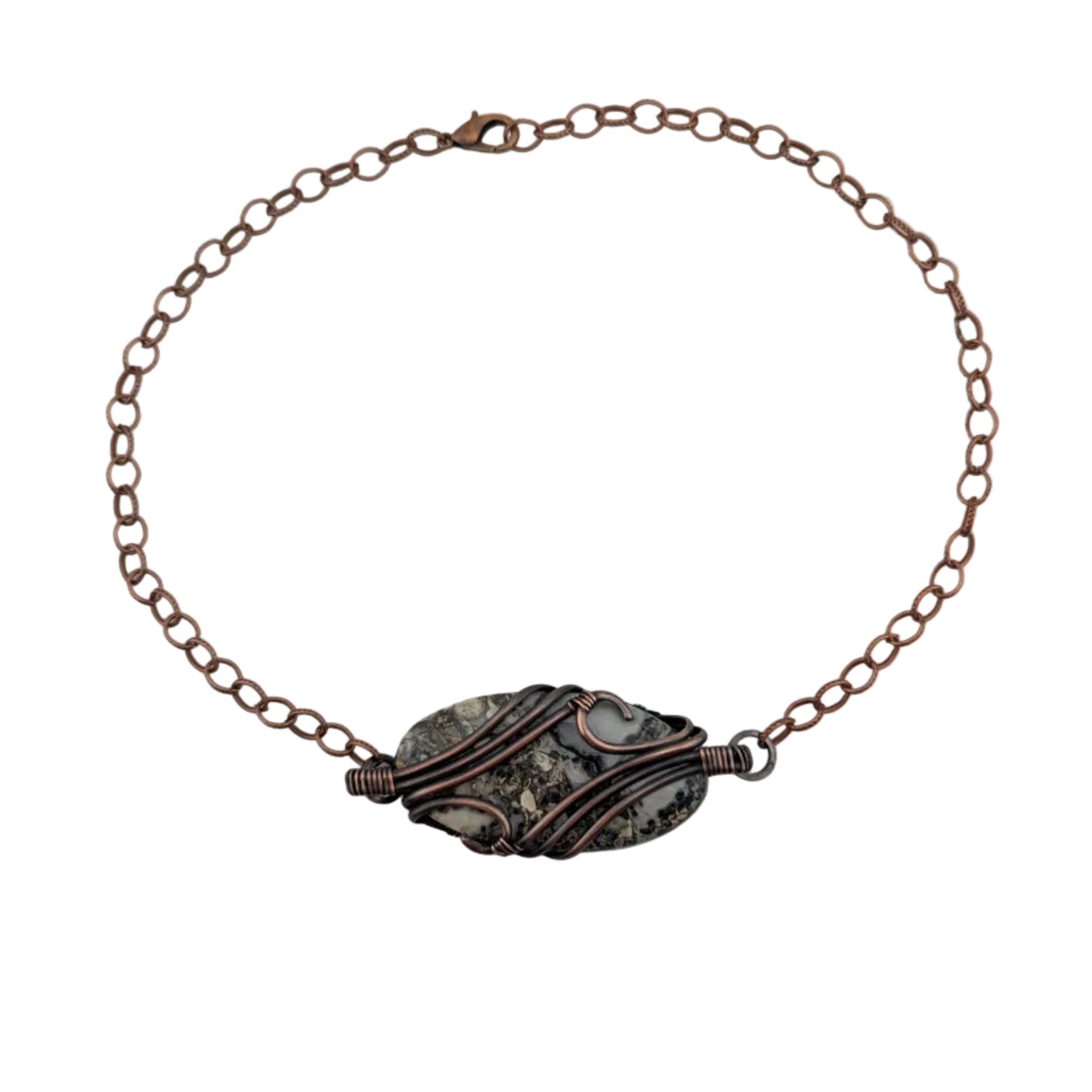 Maligano Jasper Copper Pendant - "Snowland Guardian"