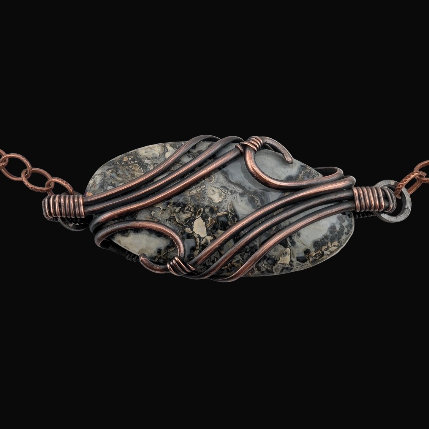 Maligano Jasper Copper Pendant - "Snowland Guardian"
