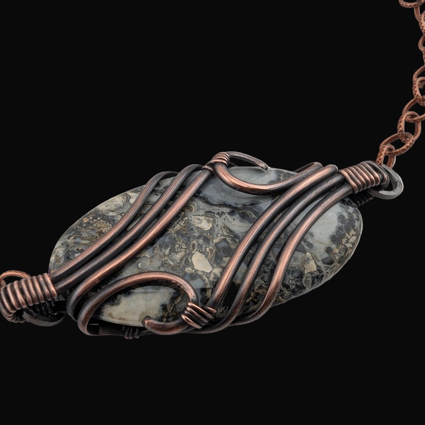 Maligano Jasper Copper Pendant - "Snowland Guardian"