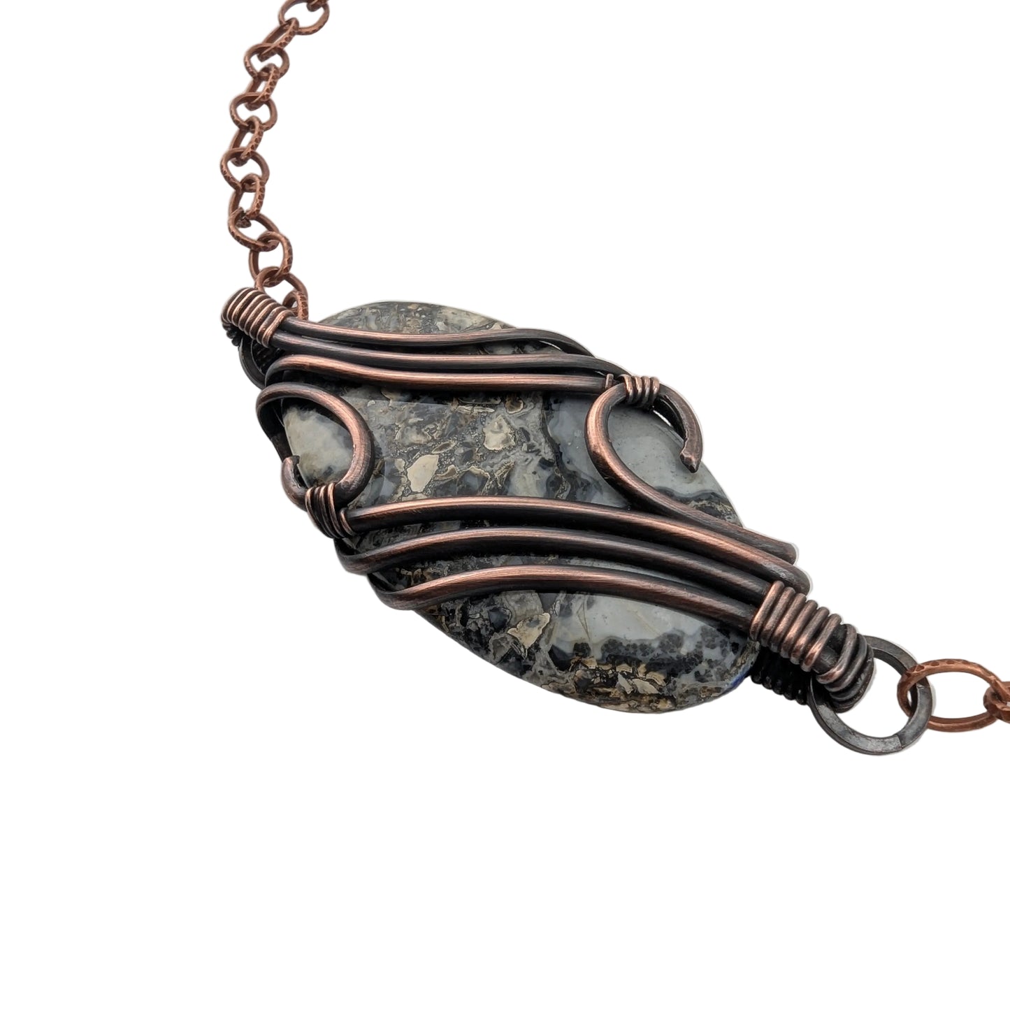 Maligano Jasper Copper Pendant - "Snowland Guardian"