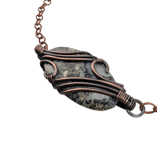 Maligano Jasper Copper Pendant - "Snowland Guardian"