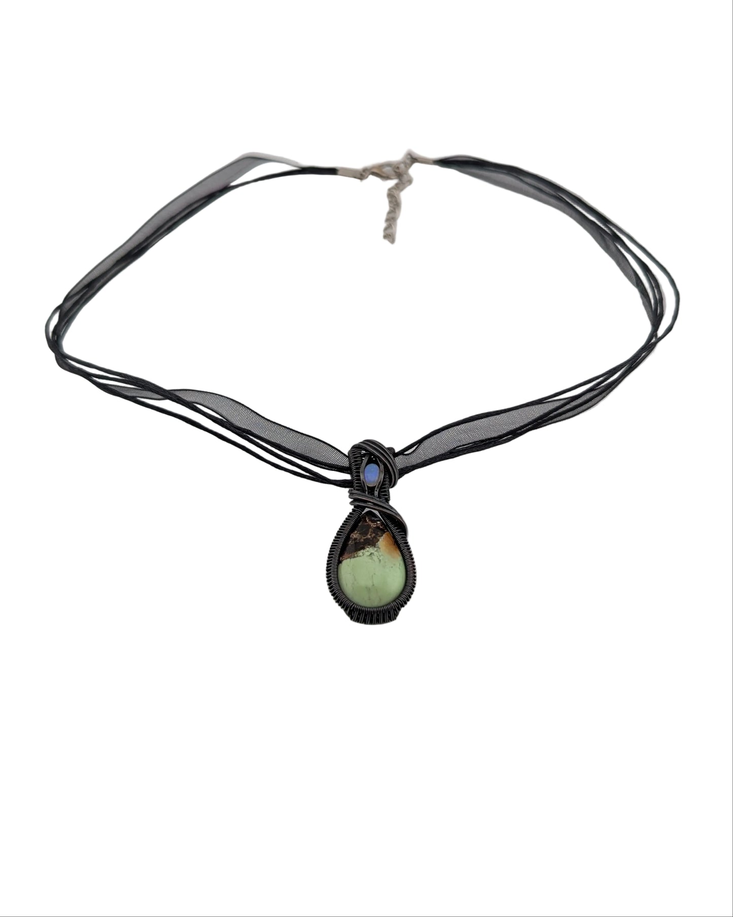Variscite and Blue Opal Copper Pendant -Seed of Quiet Spring"