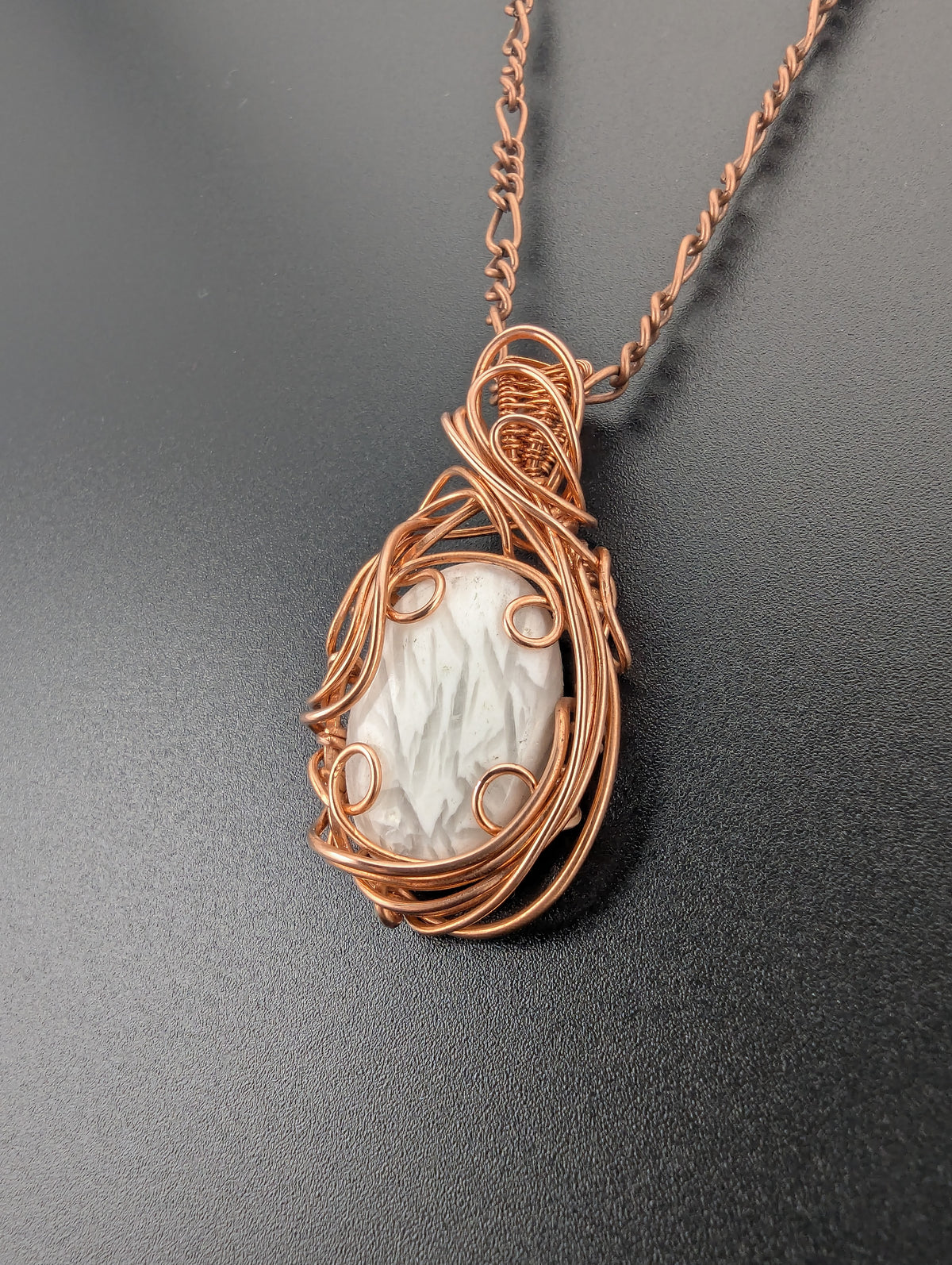 Scolecite Bright Copper Pendant - "Angel Hair"