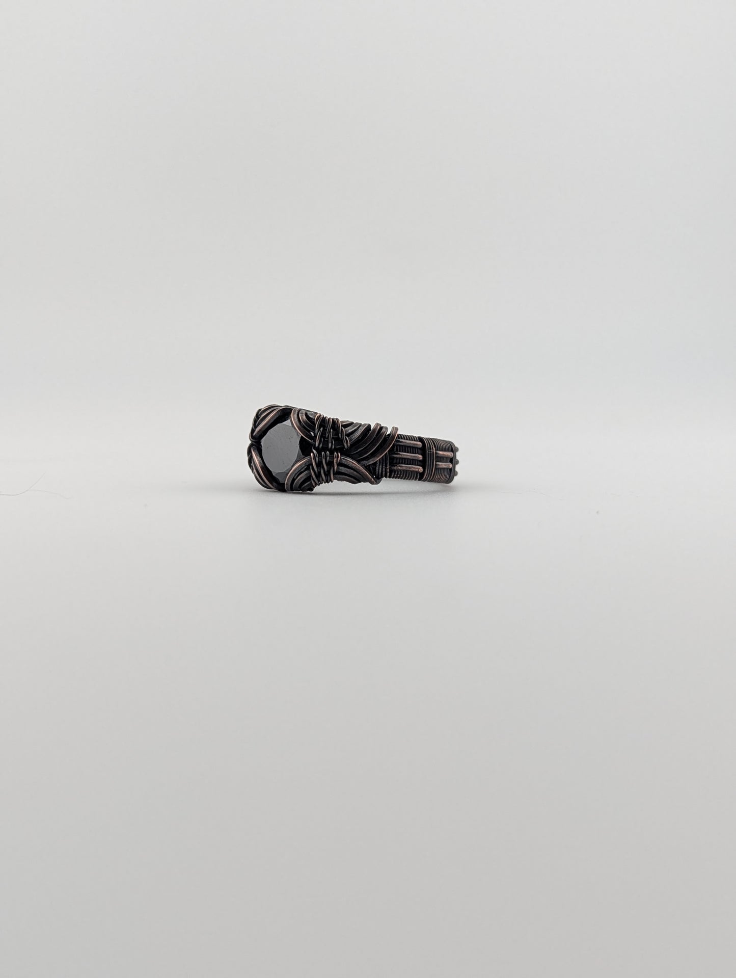 Black CZ - Copper Wire Wrapped Ring
