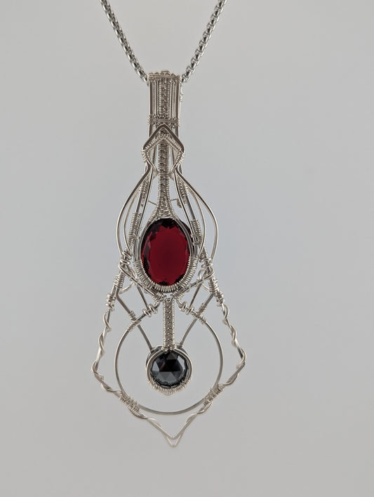 Hydro Garnet &Hematite Sterling Silver Wire Wrap